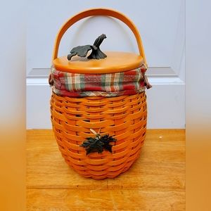 Longaberger 2000 October Fields Pumpkin Lidded Basket with Liner